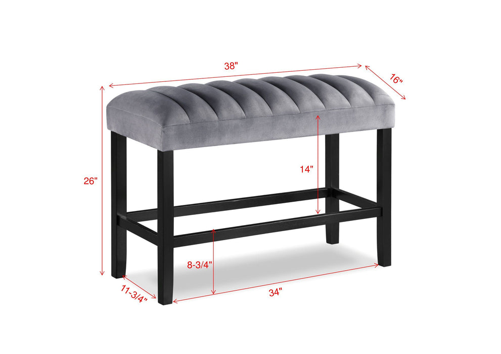 Pascal - Dining High Bench - Pearl Silver