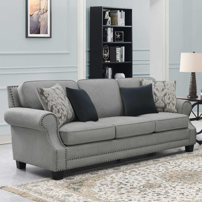 Sheldon - Upholstered Sofa With Rolled Arms - Grey