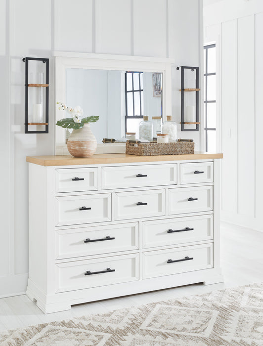 Ashbryn - Dresser And Mirror - White / Natural