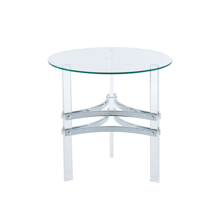 Tirso - Round End Table - Pearl Silver