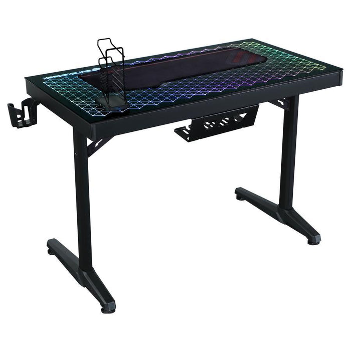 Avoca - Tempered Glass Top Gaming Desk - Black