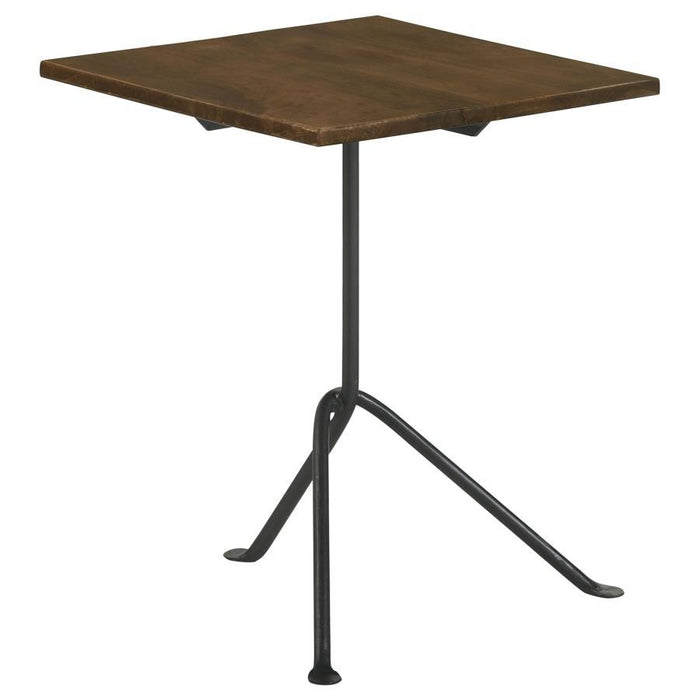 Heitor - Square Accent Table With Tripod Legs - Dark Brown And Gunmetal